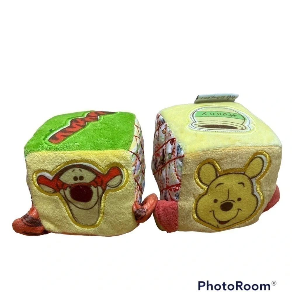 Disney Plush Pooh Rattle Blocks Tigger Winnie the Pooh Yellow Baby Stuffed